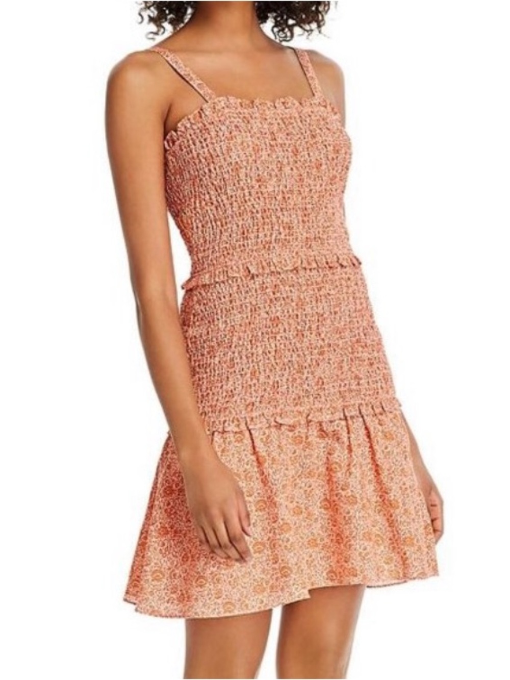 Parker NY Illy smocked cotton mini dress in Terracotta Rue